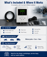 High Quality Full Automatic LED Digital Display Metal Tire Inflator Fast Inflate Emergency Light 0.3PSI Accuracy CE Certified