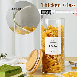 Frasco de Vidrio de Borosilicato Pequeño de Diseño Moderno, Tapa de Bambú Tallada Ecológica, Apto para Microondas, para Alimentos, Especias, Cocina, Artículos para el Hogar Saludables - Product Image 4