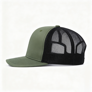 Gorra Trucker de 5 Paneles en Verde Oliva con Malla Negra en la Parte Trasera, Logotipo Personalizado ODM, Poliéster/Algodón, Ajustable, Casual para Exteriores - Product Image 4