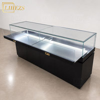 Vitrine de présentation de bijoux personnalisée en verre trempé noir brillant à vision complète avec éclairage LED et verrouillage pour bijouterie