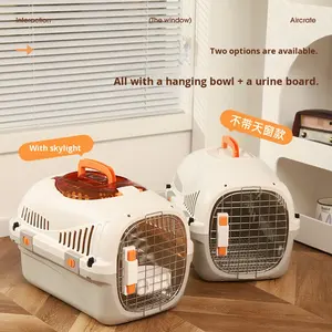 <span class=keywords><strong>Cage</strong></span> de chien de boîte de vol de chat en plastique de modèle solide portatif avec des transporteurs d'animal familier de caractéristiques de sac à dos pour l'expédition de voiture fournitures essentielles - Product Image 4