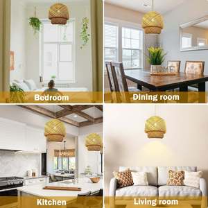 Lustre LED en rotin fait main Chapeau de paille rond Lampe en bambou Pastorale Vintage <span class=keywords><strong>Restaurant</strong></span> Suspension pour Café Bar <span class=keywords><strong>Restaurant</strong></span> - Product Image 6