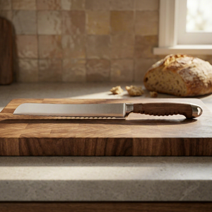 Cuchillo para Pan de Acero Inoxidable de Grado Industrial Iron Crown Forge con Mango de Madera y Borde Dentado para Cortar Tostadas OEM - Product Image 1