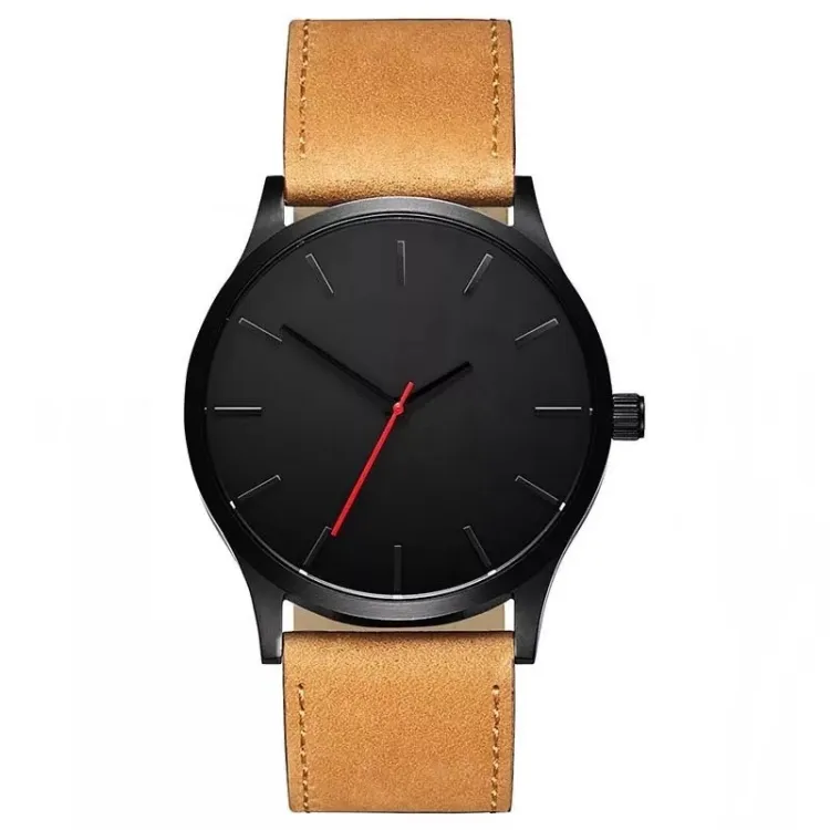 45mm stainless steel big case quick release interchangeable leather strap mens minimalist watch for men