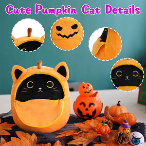 Almohada de <span class=keywords><strong>Peluche</strong></span> de Calabaza de Alta Calidad, Reversible, de Halloween, Gato de <span class=keywords><strong>Peluche</strong></span>, Lindo Gato Negro de Calabaza, Muñeco Suave para Niños y Niñas - Product Image 2