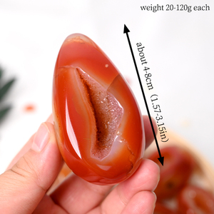 Bán buôn tự nhiên hình quả trứng màu Đỏ Mã Não tinh thể đá đánh bóng Carnelian geode thạch anh đá quý cho trang trí nội thất - Product Image 2