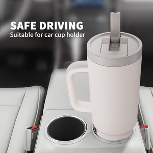 Thời Trang Bền Vững Du Lịch Mug 40Oz Cốc Với Xử Lý 2 Trong 1 Rơm Và Sip Nắp Đôi Cách Điện Cốc - Product Image 5