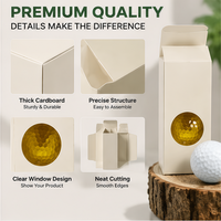 Boîte de rangement pour clubs de golf avec fenêtre ronde, en carton couleur crème, personnalisable, pour équipement de golf