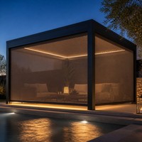 Pergola Intelligente à Toit à Lames Orientables avec Capteur de Pluie, LED, Étanche, en Aluminium Thermolaqué, Écologique, pour Bureau et Extérieur, OEM