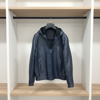 Veste en peau de crocodile 100% pour homme, manteau en cuir coupe-vent, veste en cuir de crocodile tendance hiver, veste en cuir à capuche pour homme