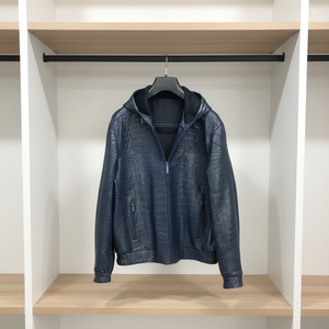 Veste en peau de crocodile 100% pour homme, manteau en cuir coupe-vent, veste en cuir de crocodile tendance hiver, veste en cuir à capuche pour homme - Product Image 6