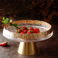 Bol à fruits en verre élégant et moderne avec base sur piédestal, assiettes en verre pour fruits frais et desserts, pour mariage, banquet, table à manger à domicile