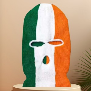 Irish Cờ Dệt Kim Balaclava Màu Xanh Lá Cây-Trắng-Cam Ba Màu Sọc Mặt Nạ Với In Kỹ Thuật Số Phổ Thông Vải - Product Image 2