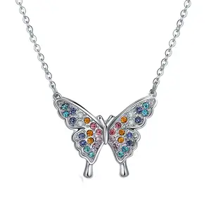 새로운 도착 보석 그라디언트 나비 목걸이 무지개 귀여운 동물 다이아몬드 보헤미안 빈티지 보석 선물