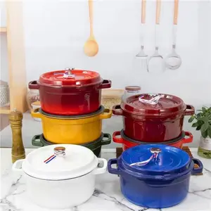 Low MOQ High Quality Nonstick Cast Iron Casseroles Pot Set With Colorful Enamel Coating Cookware Cast Iron Enamel Pot