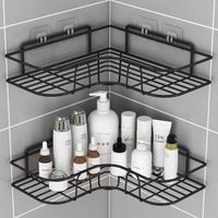 Étagère de rangement triangulaire murale en fer durable non perforée pour salle de bain, toilettes, douche et lavabo