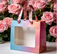 Sacs cadeaux floraux transparents en gros, sacs fourre-tout en papier colorés, adaptés aux fleuristes et à l'emballage de bouquets