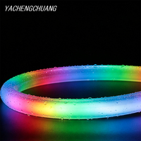 Tube LED néon circulaire flexible en silicone noir 24V D22 360 degrés, RVBIC, couleurs de rêve, pixels adressables, bande lumineuse à diodes