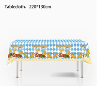 Décoration de table pour la fête d'Oktoberfest de Munich, nappe à carreaux bleus et blancs, serviettes, gobelets, assiettes en papier, bannière de fête