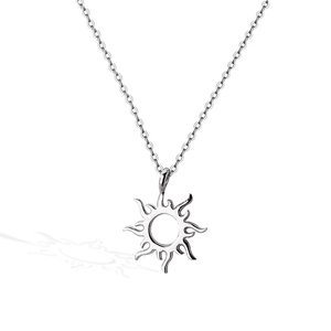 925 Sterling Silver Sunburst Sun Open Circle Necklace <strong>Sunshine</strong> Pendant Necklace - Product Image 1