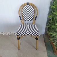 Chaise mobile rétro en rotin pour restaurant français, mobilier de restaurant pour maison d'hôtes, cour, balcon, table et chaise d'extérieur