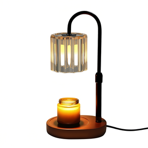 Lampe chauffe-bougie électrique en métal doré, hauteur réglable avec minuterie, pour cire et aromathérapie, utilisation sur table, intérieur - Product Image 1