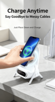 Chargeur sans fil rapide QC3.0, batterie externe, ventilateur, support magnétique pour téléphone de bureau, support flexible compatible avec toutes les marques de smartphones