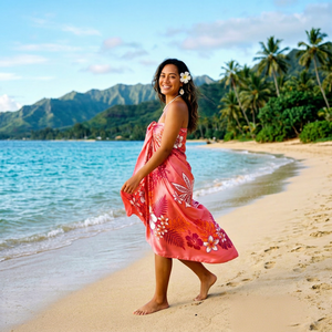 Paréo Sarong Personnalisé en Satin et Mousseline, Motif Floral Traditionnel à Pois, Tissé Léger 100% Rayonne, Cache-maillot de Plage, Tissu pour Hôtels et Resorts, OEM ODM - Product Image 1