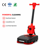 Nettoyeur de sols en pierre à double brosse 17 pouces, machine de nettoyage manuelle pour sols en béton et carrelage avec raclette pour supermarchés et centres commerciaux