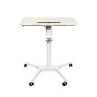 Escritorio Móvil para Portátil con Altura Ajustable, Ruedas con Bloqueo, Portavasos y Ranura para Tablet, Mesa Rodante para Oficina en Casa, Trabajo en el Sofá