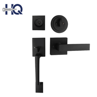 Juego de Manijas para Puerta de Aleación de Zinc Negro de Alta Calidad, Cerradura Cuadrada, Kit de Manijas para Puerta Interior, Herrajes para Puerta Cuadrada