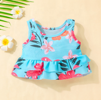 Maillot de bain d'été pour tout-petits, vente en gros, pour fille, mignon, style camisole, une pièce à volants, vêtements de natation tendance, avec bretelles à nœuds, pour bébé fille