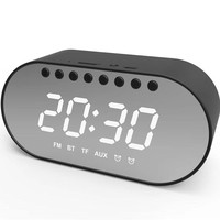 Multifunctionele LED-spiegelwekker Digitaal display Snooze Temperatuur Kalender Draadloze mini-luidspreker FM-radio Binnen/buiten