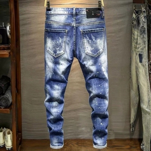 <span class=keywords><strong>Jeans</strong></span> Skinny Neri da Uomo Effetto Lavato e Strappato, Pantaloni in Denim Slim Fit per Streetwear e Abbigliamento Casual - Product Image 6
