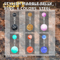 Bouton de nombril élégant en acier inoxydable plaqué argent, acrylique et marbre, unisexe, pour mariage, bijoux de corps, 6 options de couleurs