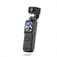 Cámara de Acción Portátil Estabilizada de 64MP 4K HD, Cámara de Viaje PTZ de Bolsillo, Pantalla de 1.72'', Reconocimiento Facial y Seguimiento