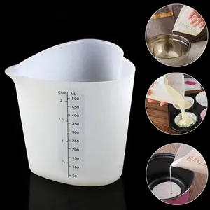 Tazas medidoras de silicona con forma de corazón de 500ML, jarra medidora para hornear pasteles