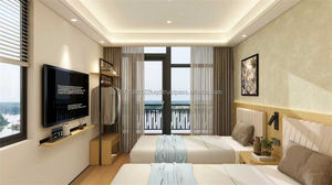 Juego de Muebles Económico y Moderno para Habitación Doble de Hotel de 3 Estrellas con 2 Camas Individuales, Mesa de Noche, Mueble para TV, Armario y Cocina para Habitación Completa - Product Image 3