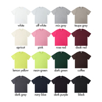T-shirt vierge en jersey 260 GSM 100 % coton pré-rétréci, col montant, épaules tombantes, couleur unie, streetwear homme, personnalisable sur le devant, grandes tailles
