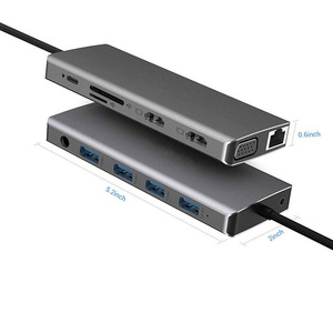 Adaptador de estación de acoplamiento 12 en 1 para HUB, pantalla 4K-HDTV, Puerto USB 3,0 RJ45 LAN SD - Product Image 6