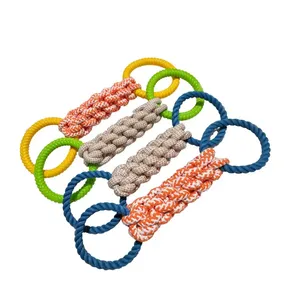2024 Newest Tug Of War Dog Rope Toy Chew Teething Tough Dog Toys With 2 Cotton Rings For Medium Large Dogs