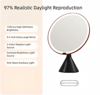 Miroir de maquillage LED intelligent avec lumière, grand miroir sur pied, fonction de charge, simple face 1x, 4 couleurs