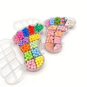 Kit de fabrication de bijoux DIY en forme de trace de pied pour enfants, avec perles acryliques arc-en-ciel, pour bracelets et colliers, coffret cadeau - Product Image 4