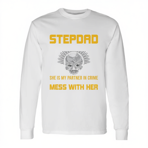 T-shirt a maniche lunghe Stepdad con scollo rotondo e design con stampa digitale per adulti, riunioni di famiglia, feste - Product Image 2