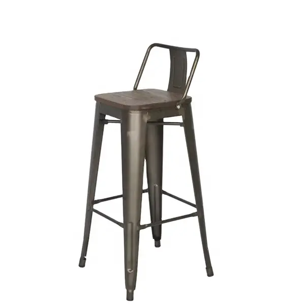 Goedkope Eetkamer Hout Seat Metalen Antieke Industriële Sterke Arm Rest Vintage Hoge Barkrukken Bar Stoel