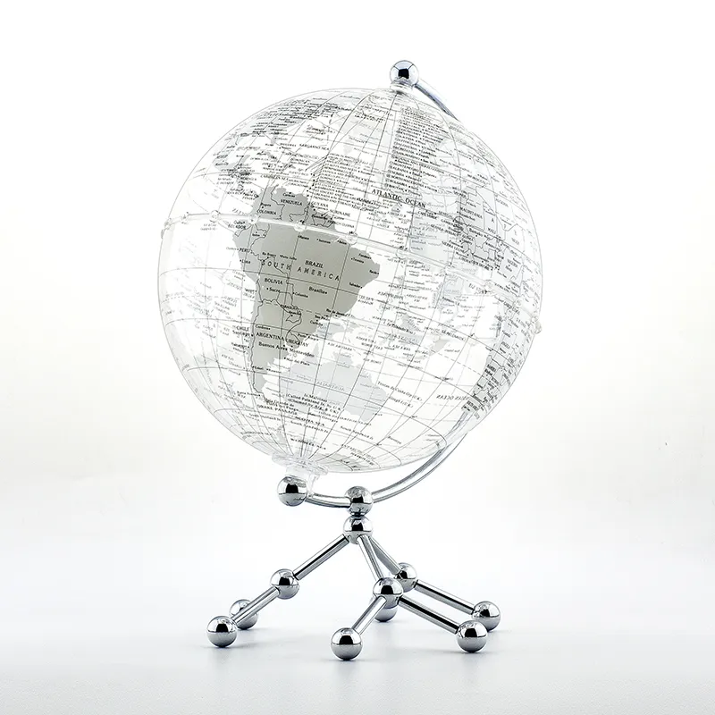 Best Selling Large Plastic Globes White Color Earth Political World Map 8inch OEM Quality Terrestrial Globe