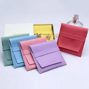 Wholesale Recyclable Small Jewelry Bag Necklace Envelope PU Leather Packaging Microfiber Bag For Jewelry