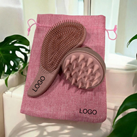 Cepillo Desenredante Ecológico de Paja de Trigo, Masajeador de Cuero Cabelludo con Cerdas de Silicona Suave, Cepillo para Cabello Húmedo y Seco Sin Frizz, Logotipo Personalizado OEM