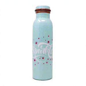 Couvercle de bouteille cylindrique en cuivre bleu ciel au look élégant, écologique, sans danger pour les aliments, design moderne, de table, décoratif, fabriqué à la main, facile - Product Image 1