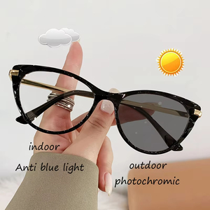 Occhiali fotocromatici in plastica metallizzato piccolo occhio di gatto trasparente ragazze femmina Anti-Reflet Anti Bluelight 2025 - Product Image 1